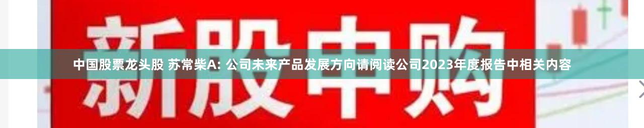 中国股票龙头股 苏常柴A: 公司未来产品发展方向请阅读公司2023年度报告中相关内容