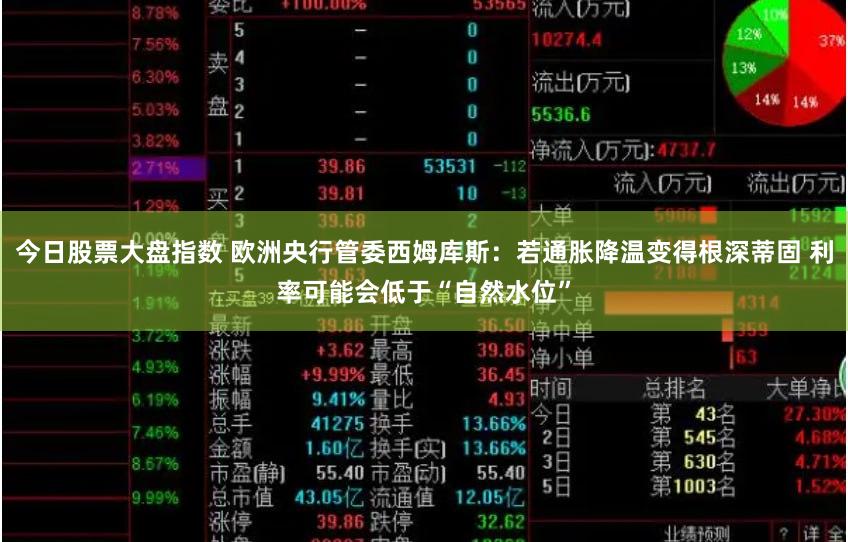 今日股票大盘指数 欧洲央行管委西姆库斯：若通胀降温变得根深蒂固 利率可能会低于“自然水位”
